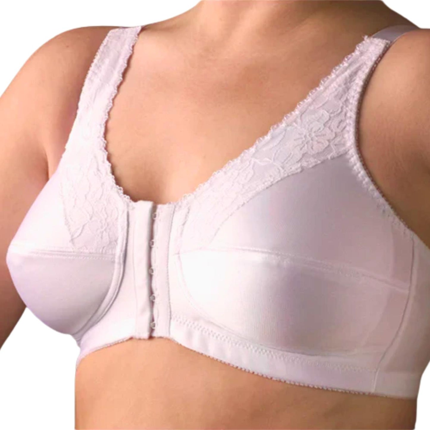 Nearly Me #670 Front Closure Mastectomy White Bra