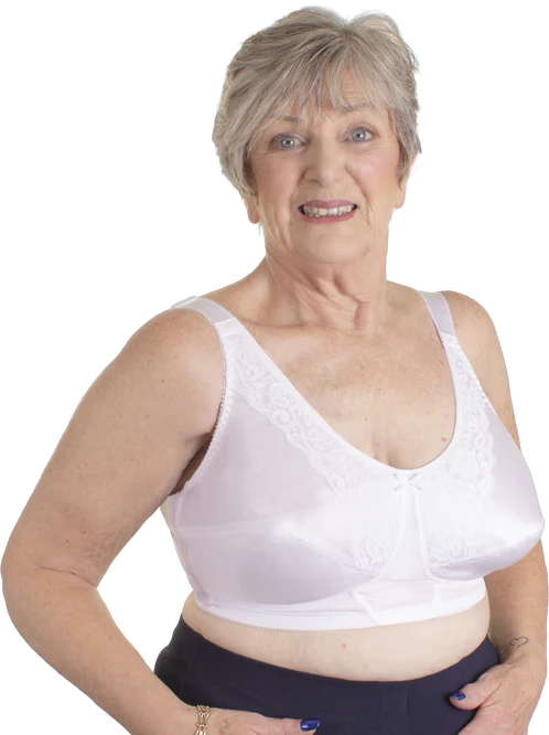 TruLife Irene #190 Softcup Bra – White | Full Support with Lace Accents