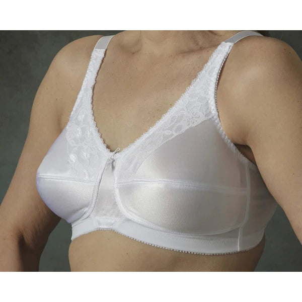 Nearly Me #600 Lace Bandeau Mastectomy White Bra