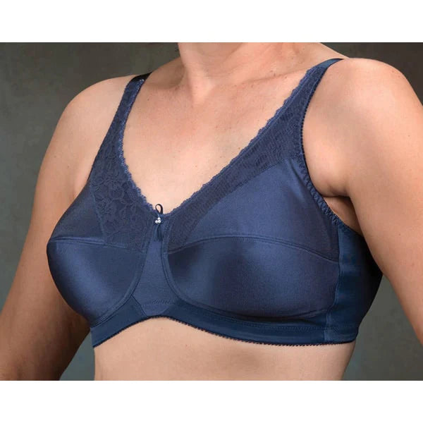 Nearly Me #600 Lace Bandeau Mastectomy Navy Blue Bra