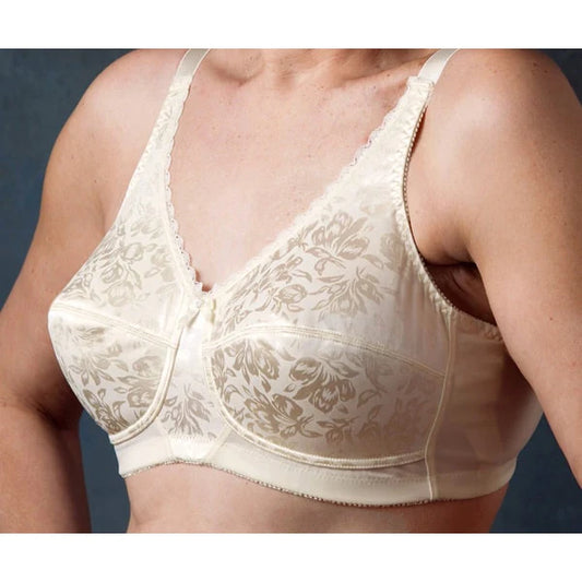 Nearly Me #640 Jacquard Soft Cup Mastectomy Ivory/Cream Bra