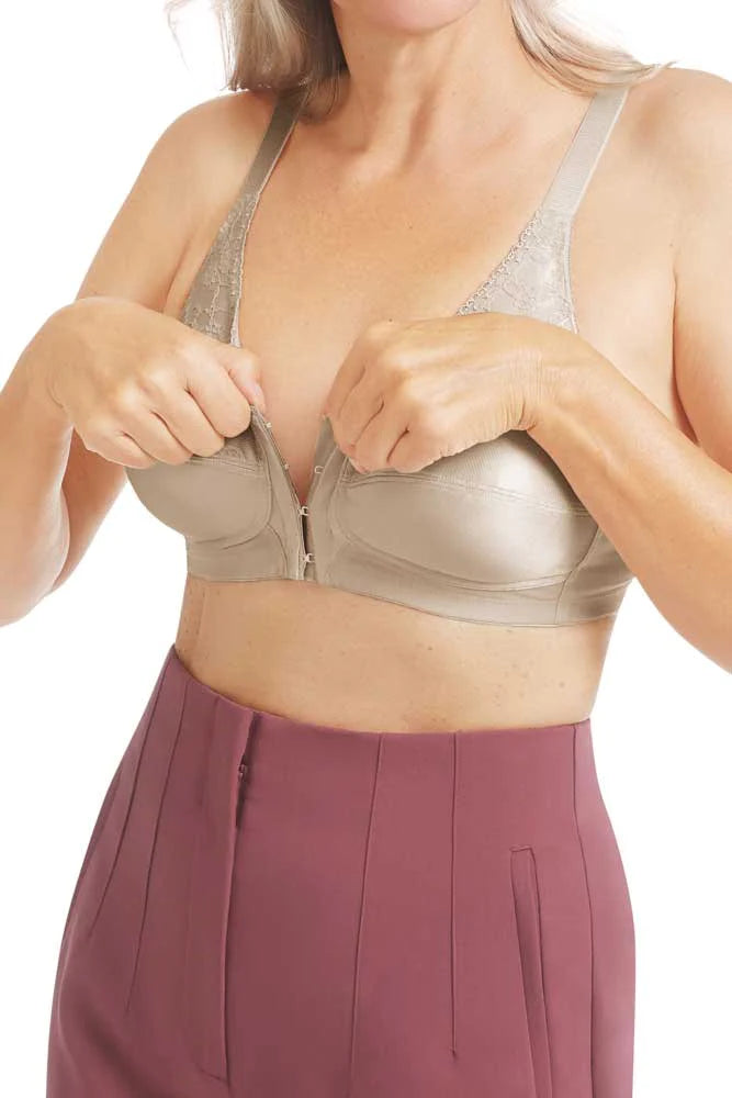 Amoena Nancy Wire-Free Front Closure Bra | Light Sand | #44739