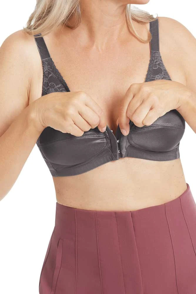 Amoena Nancy Wire-Free Front Closure Bra | Dark Grey | #44740