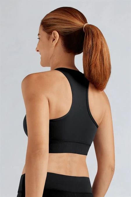 Gloria Bra Medium Support Sports Zipper Bra - Black | #44070