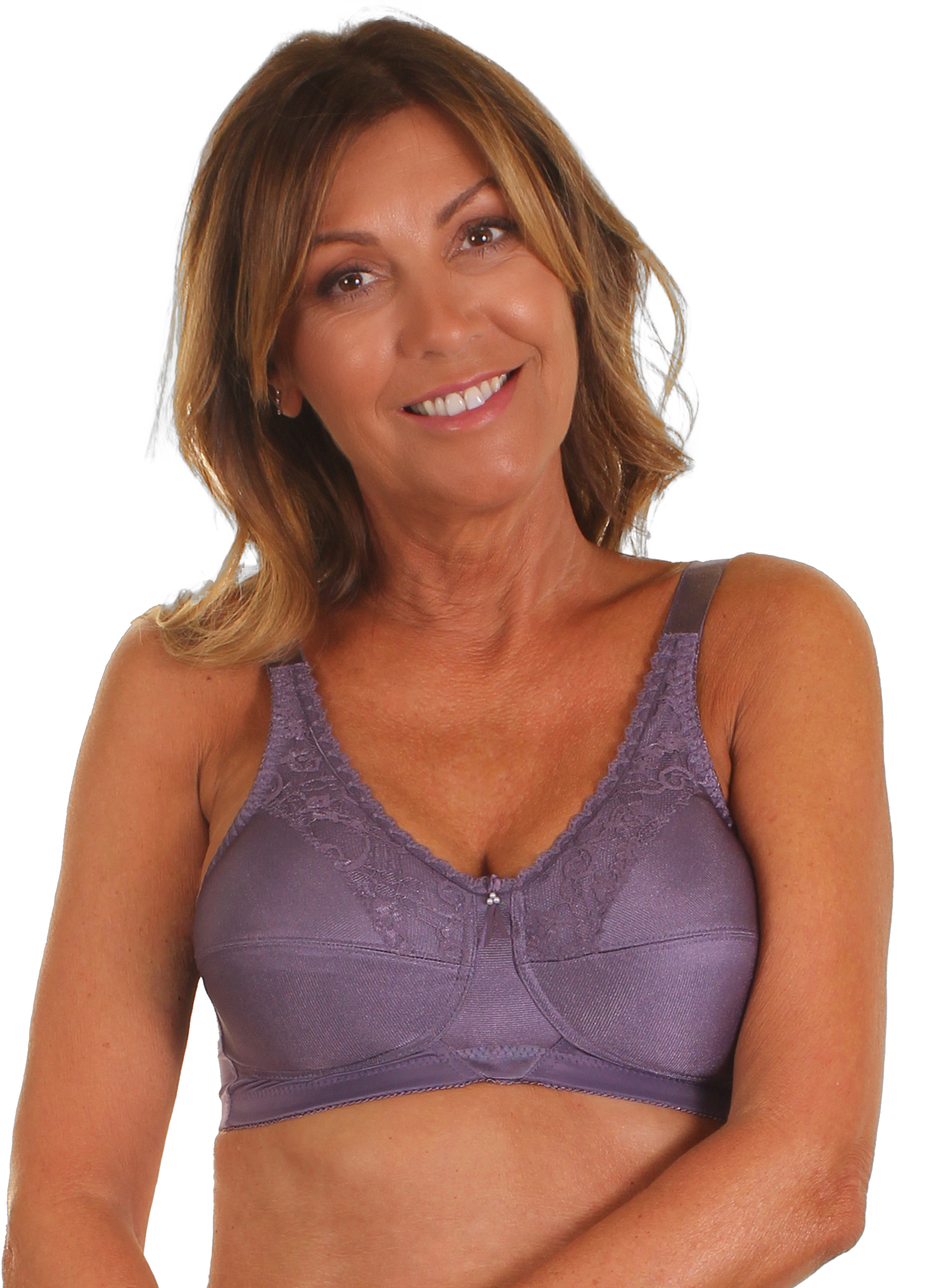 TruLife #210 Barbara Lace Accent Softcup Mastectomy Purple Bra | Amethyst
