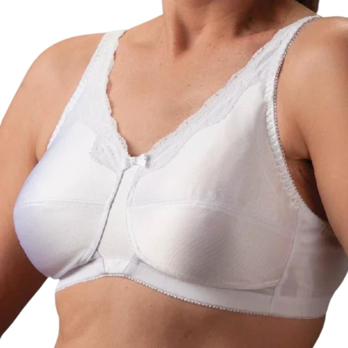 Nearly Me #680 Lace Accent Mastectomy White Bra