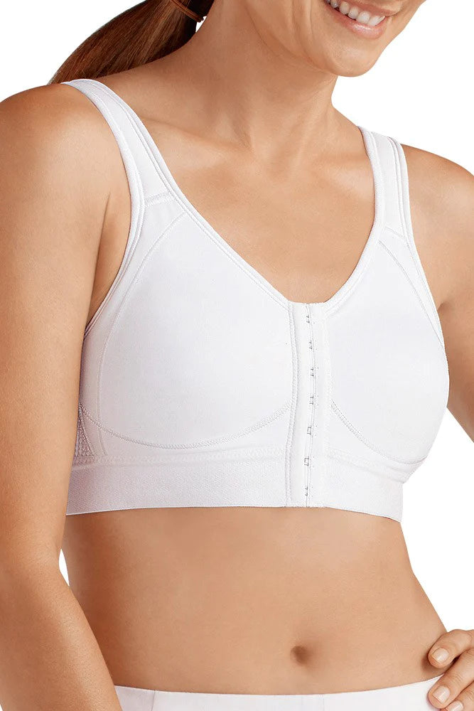 Amoena Recovery bra, front closure, adjustable comfort straps.