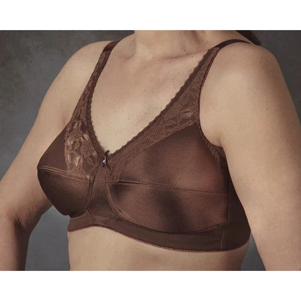 Nearly Me #600 Lace Bandeau Mastectomy Coffee Brown Bra