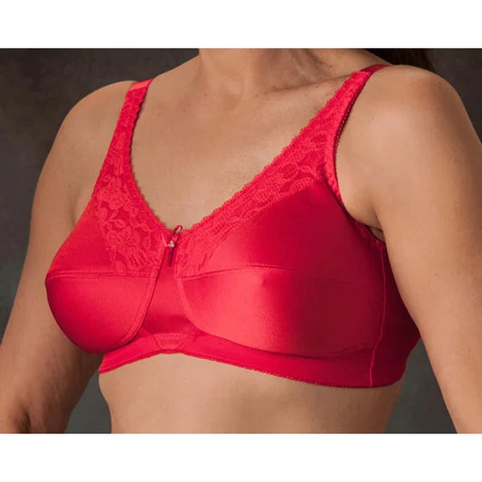Nearly Me #600 Lace Bandeau Mastectomy Red Bra